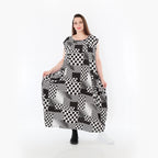  Ballonkleid von AKH Fashion aus Viskose, 1481.04491, Schwarz/Weiß, Punkte, Ausgefallen