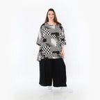  A-Form Bigshirt von AKH Fashion aus Viskose, 1481.00593, Schwarz/Weiß, Punkte, Ausgefallen