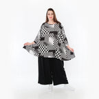  A-Form Bigshirt von AKH Fashion aus Viskose, 1481.00593, Schwarz/Weiß, Punkte, Ausgefallen