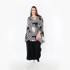  A-Form Bigshirt von AKH Fashion aus Viskose, 1481.00593, Schwarz/Weiß, Punkte, Ausgefallen