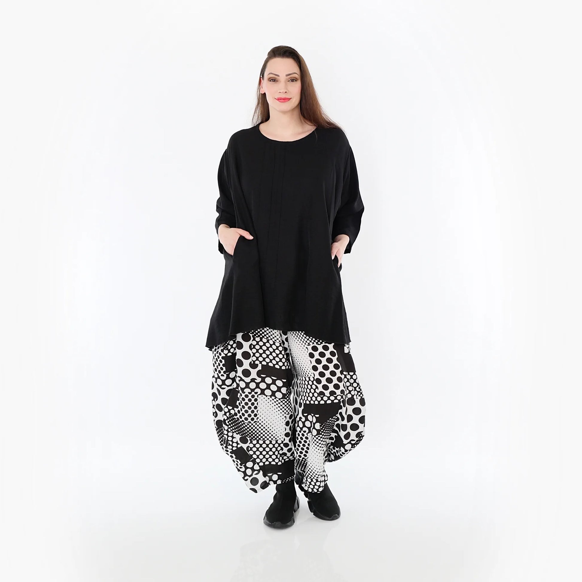  A-Form Bigshirt von AKH Fashion aus Baumwolle, 1477.07069, Schwarz, Ausgefallen, Zeitlos