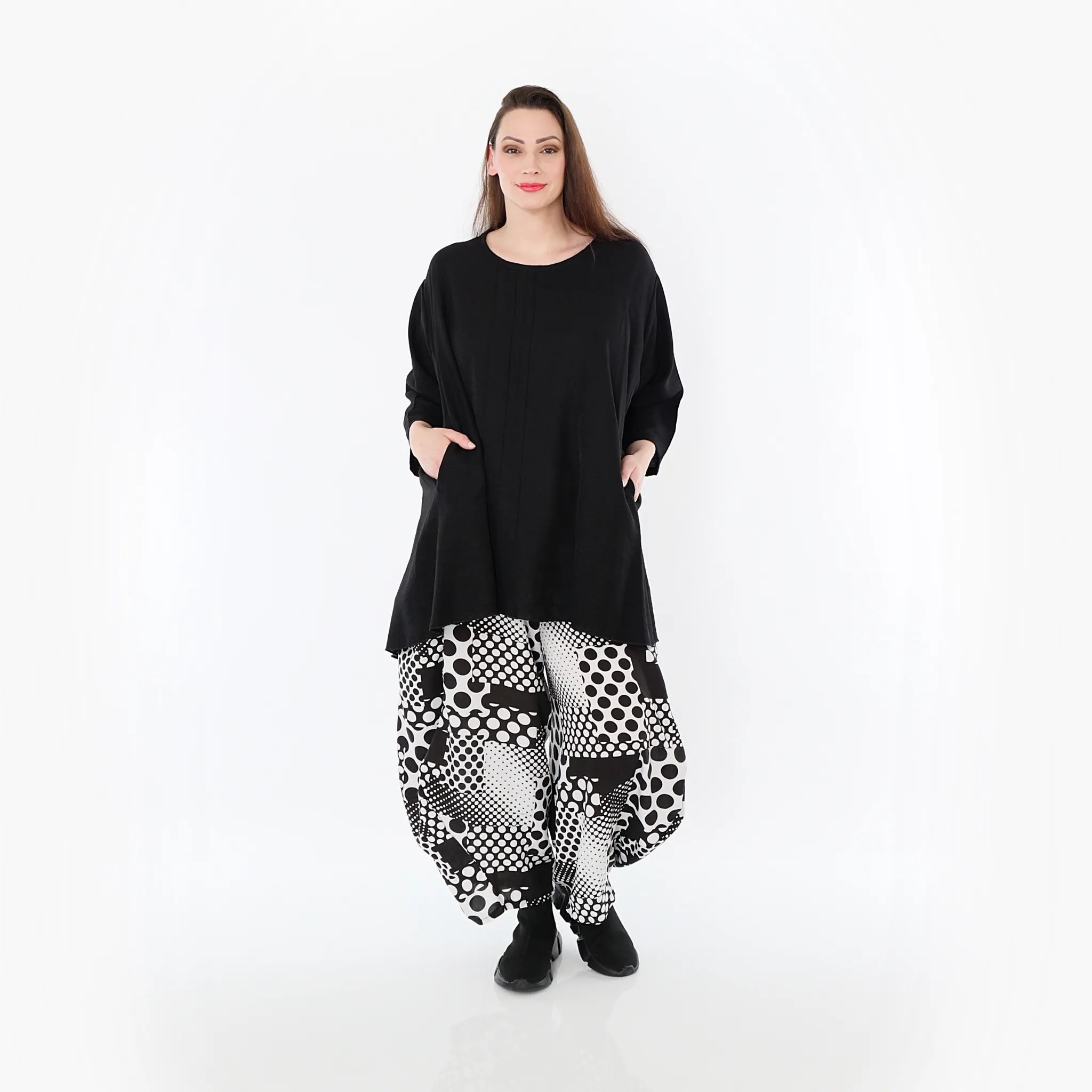  A-Form Bigshirt von AKH Fashion aus Baumwolle, 1477.07069, Schwarz, Ausgefallen, Zeitlos