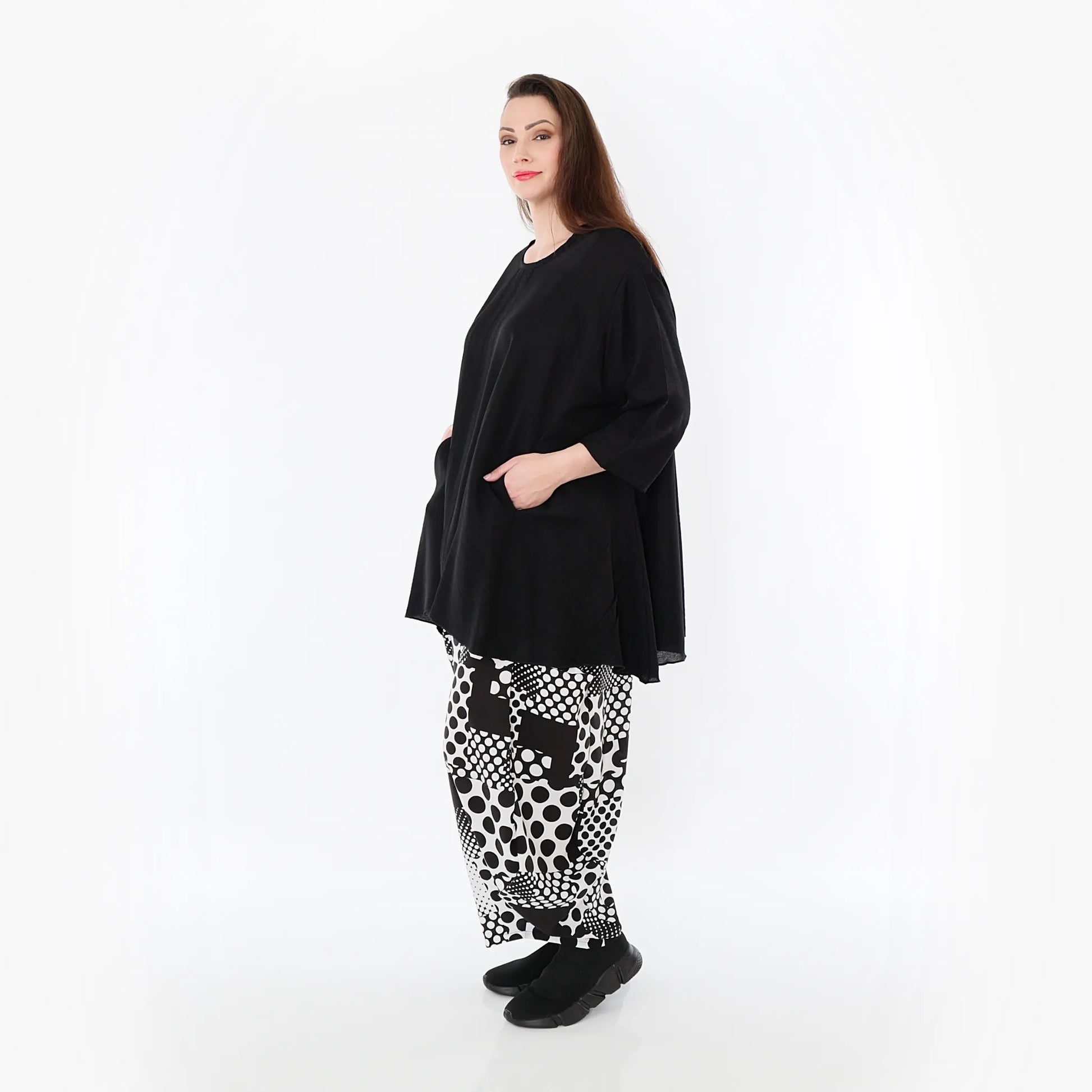  A-Form Bigshirt von AKH Fashion aus Baumwolle, 1477.07069, Schwarz, Ausgefallen, Zeitlos