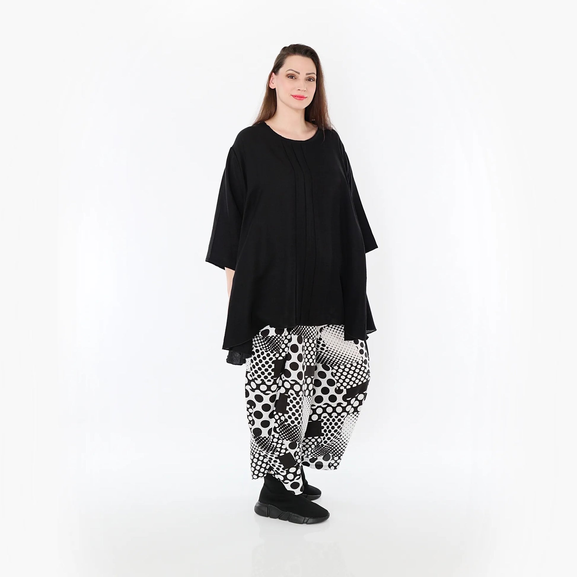  A-Form Bigshirt von AKH Fashion aus Baumwolle, 1477.07069, Schwarz, Ausgefallen, Zeitlos