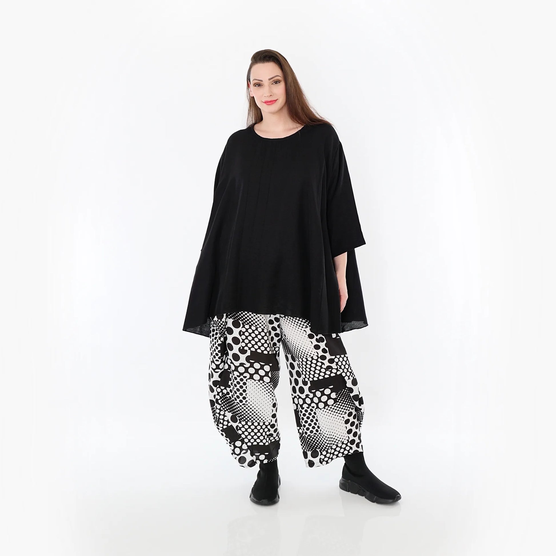  A-Form Bigshirt von AKH Fashion aus Baumwolle, 1477.07069, Schwarz, Ausgefallen, Zeitlos