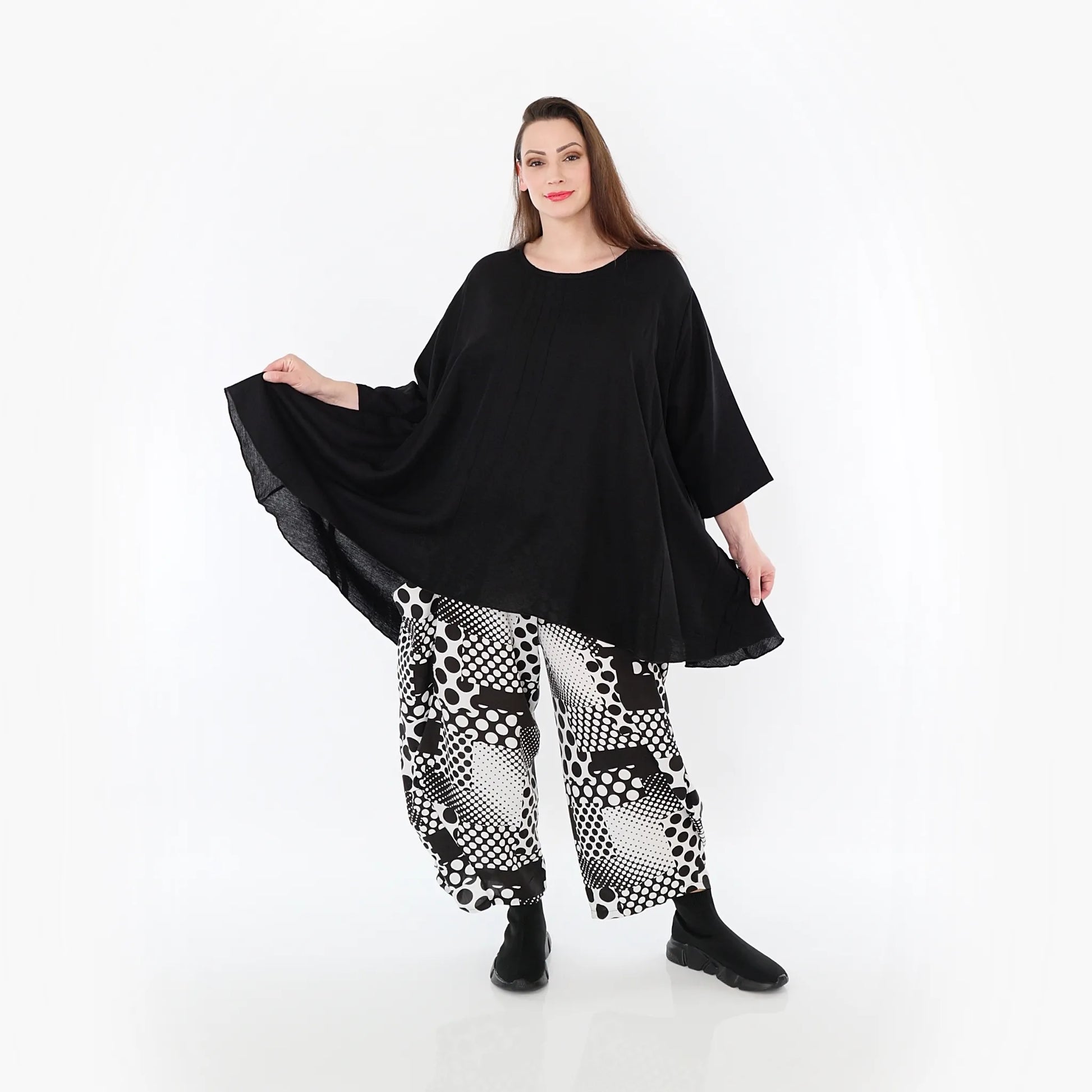  A-Form Bigshirt von AKH Fashion aus Baumwolle, 1477.07069, Schwarz, Ausgefallen, Zeitlos