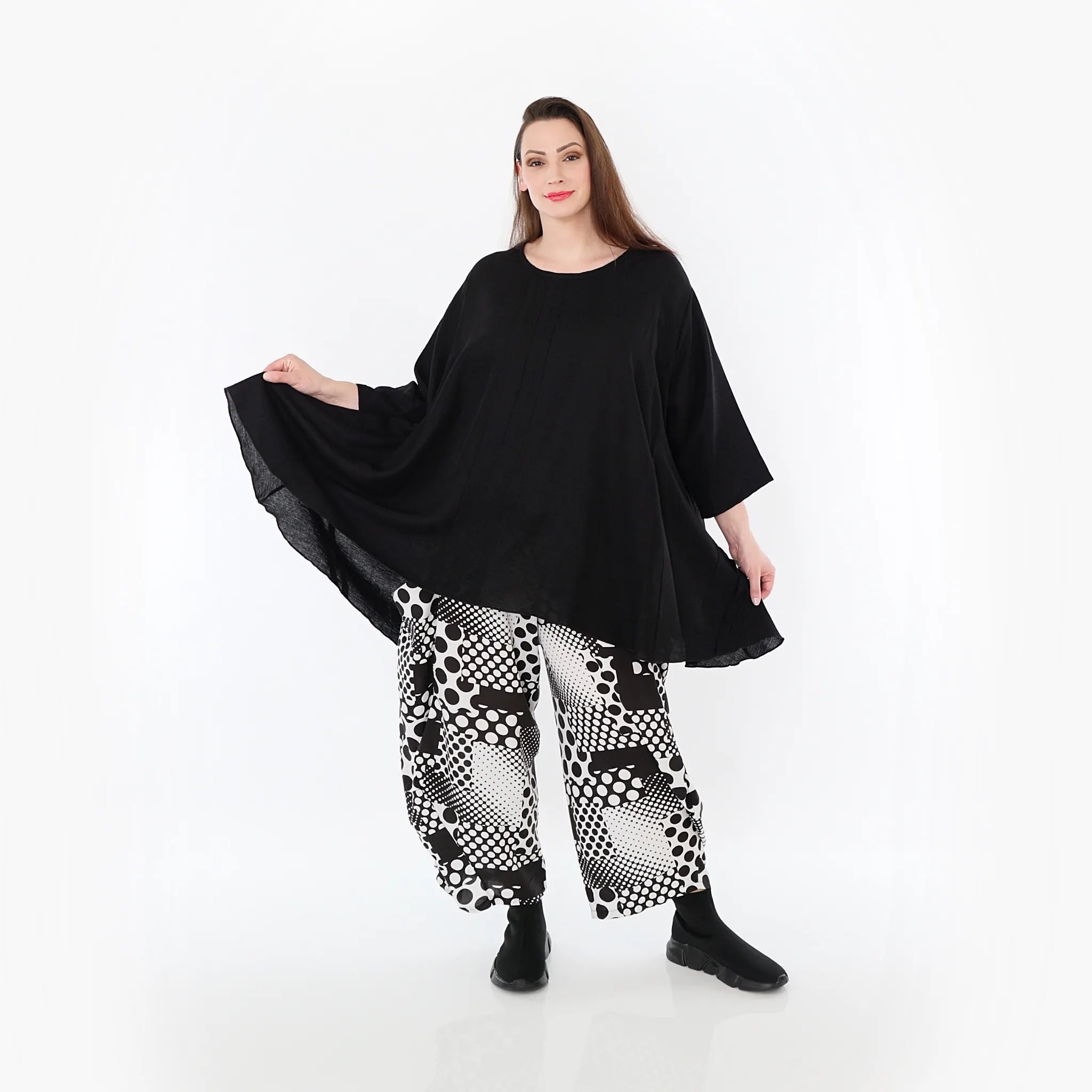  A-Form Bigshirt von AKH Fashion aus Baumwolle, 1477.07069, Schwarz, Ausgefallen, Zeitlos