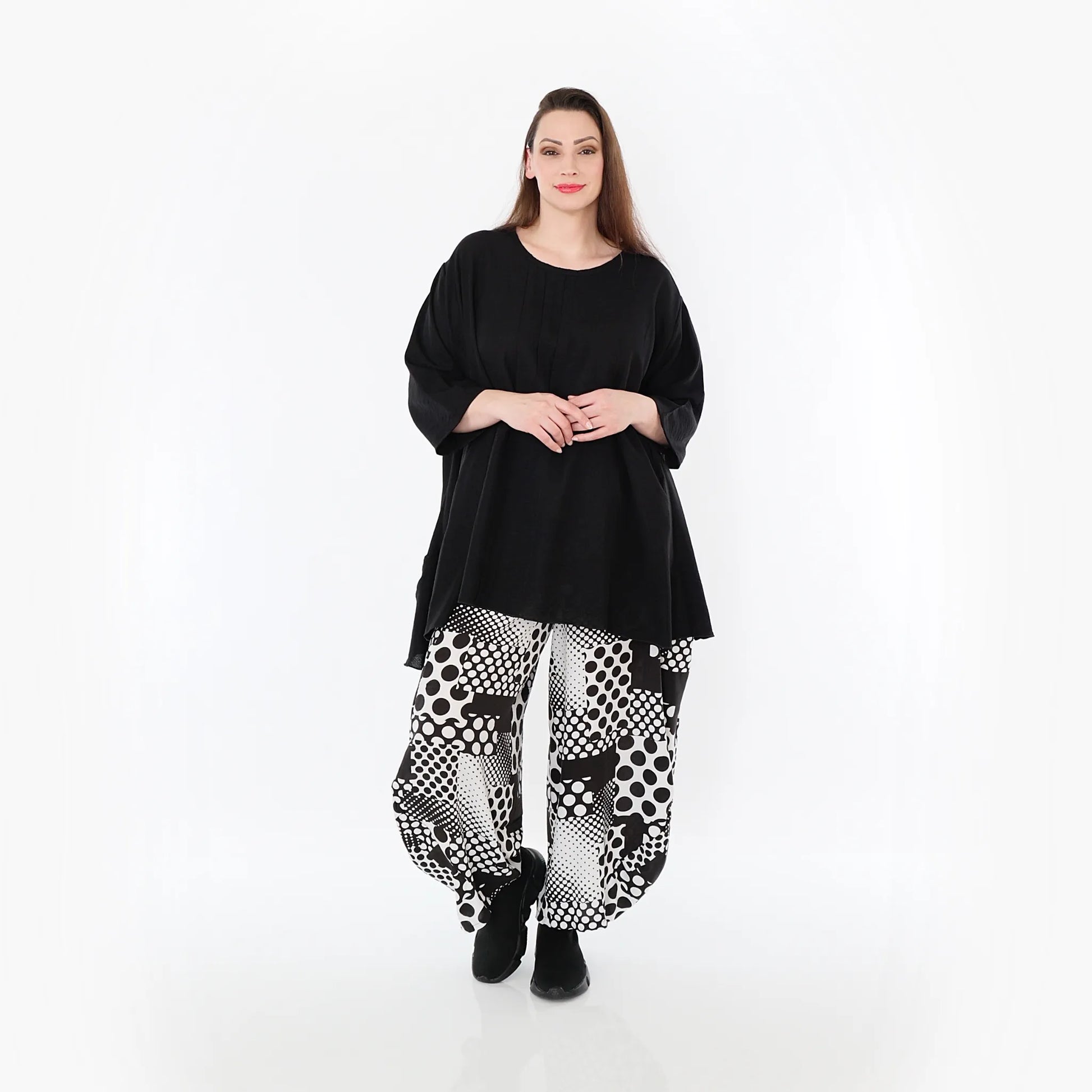  A-Form Bigshirt von AKH Fashion aus Baumwolle, 1477.07069, Schwarz, Ausgefallen, Zeitlos