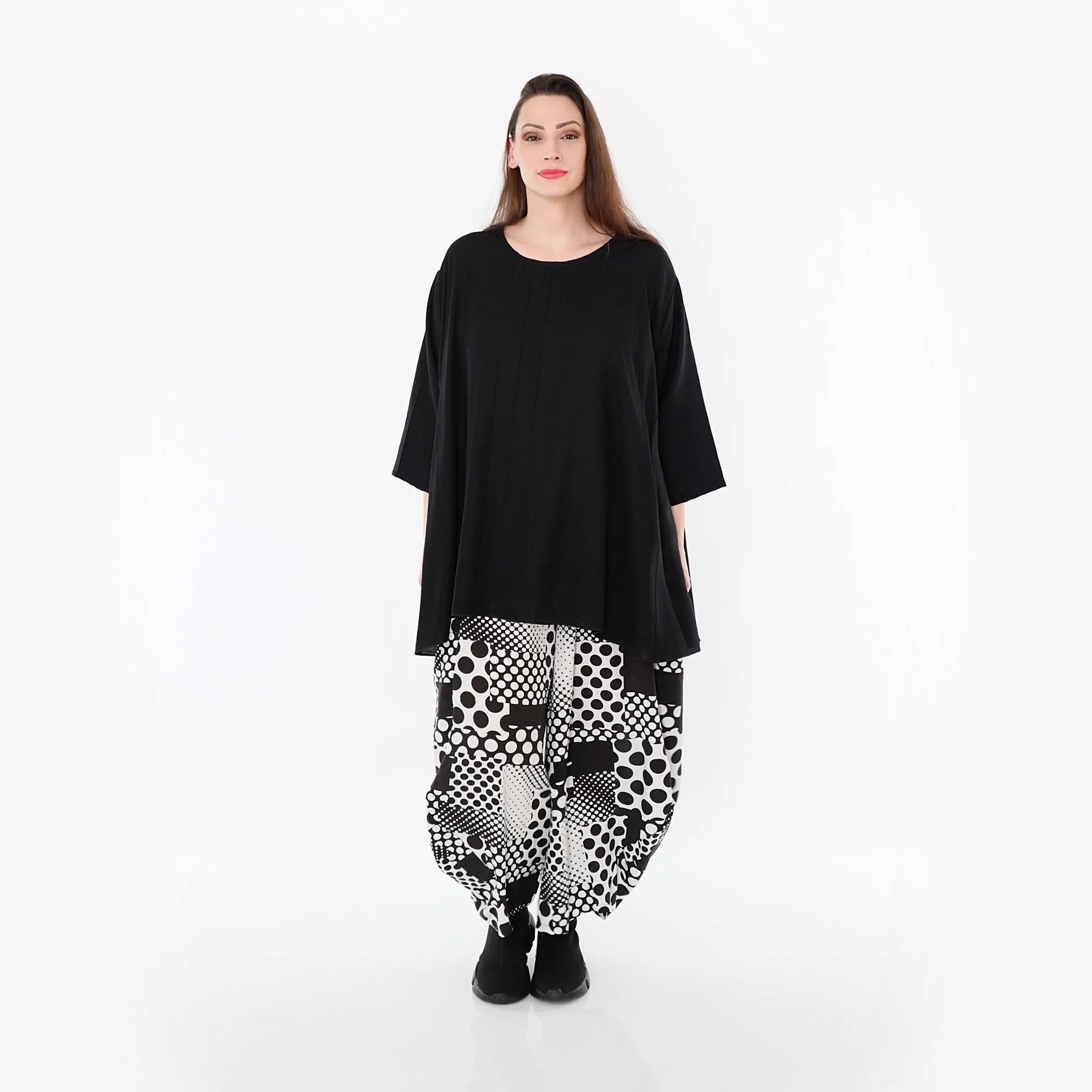  A-Form Bigshirt von AKH Fashion aus Baumwolle, 1477.07069, Schwarz, Ausgefallen, Zeitlos