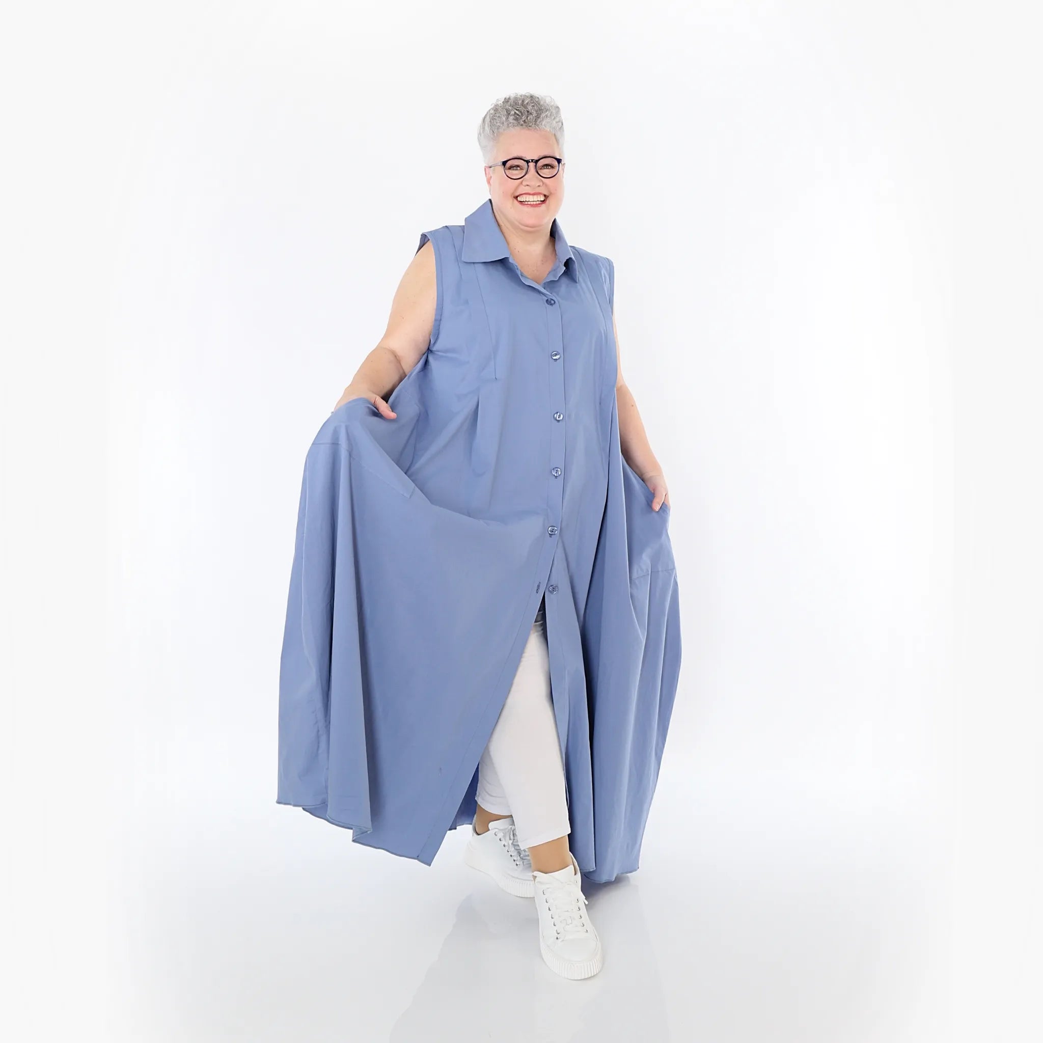  Ballon Weste von AKH Fashion aus Baumwolle, 1482.07066, Azurblau, Ausgefallen, Zeitlos