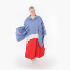  Zipfel Bluse von AKH Fashion aus Baumwolle, 1482.07080, Azurblau, Ausgefallen, Zeitlos