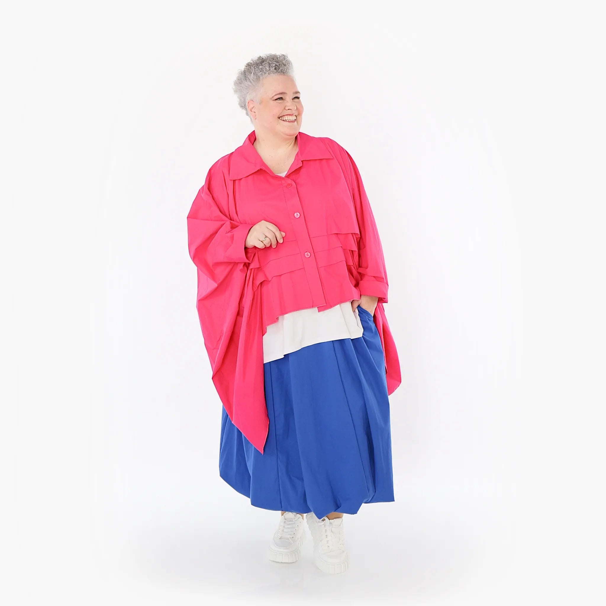  Zipfel Bluse von AKH Fashion aus Baumwolle, 1482.07080, Fuchsia, Ausgefallen, Zeitlos
