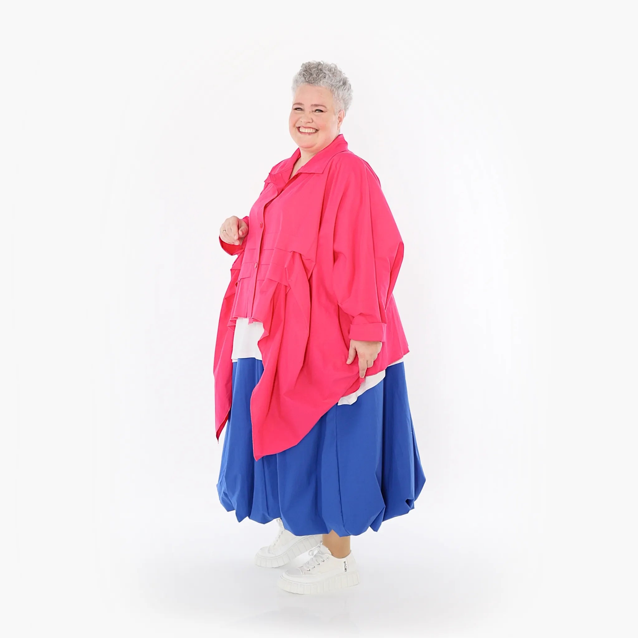  Zipfel Bluse von AKH Fashion aus Baumwolle, 1482.07080, Fuchsia, Ausgefallen, Zeitlos