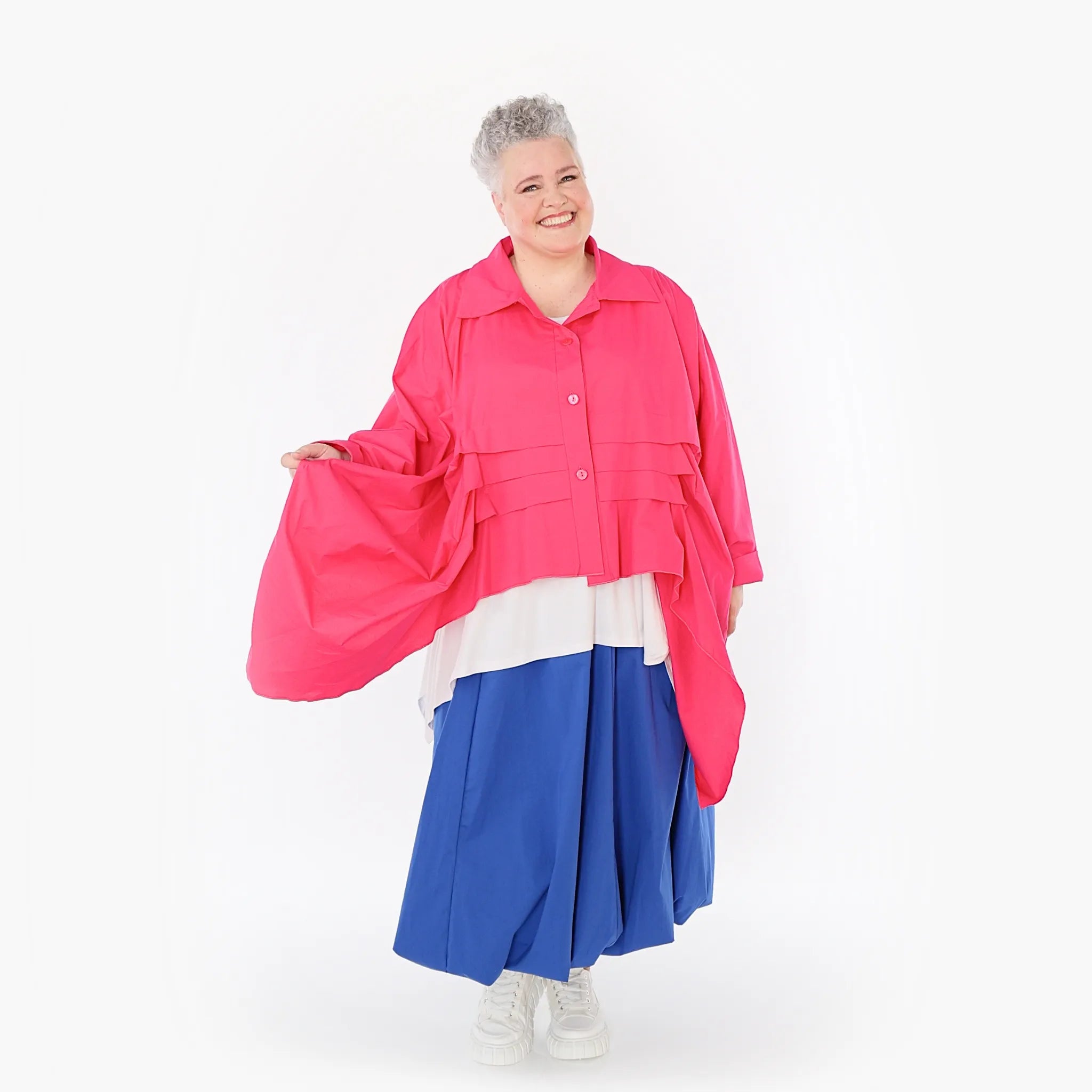  Zipfel Bluse von AKH Fashion aus Baumwolle, 1482.07080, Fuchsia, Ausgefallen, Zeitlos