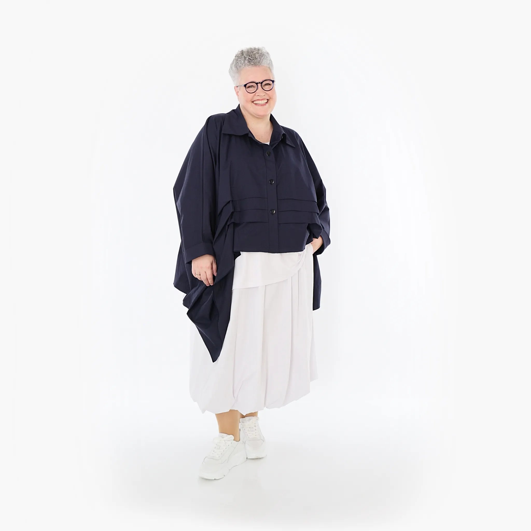  Zipfel Bluse von AKH Fashion aus Baumwolle, 1482.07080, Marine, Ausgefallen, Zeitlos