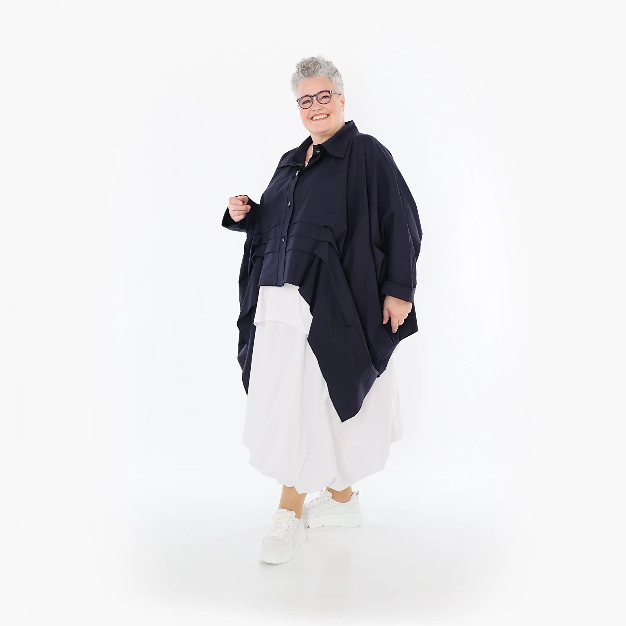  Zipfel Bluse von AKH Fashion aus Baumwolle, 1482.07080, Marine, Ausgefallen, Zeitlos