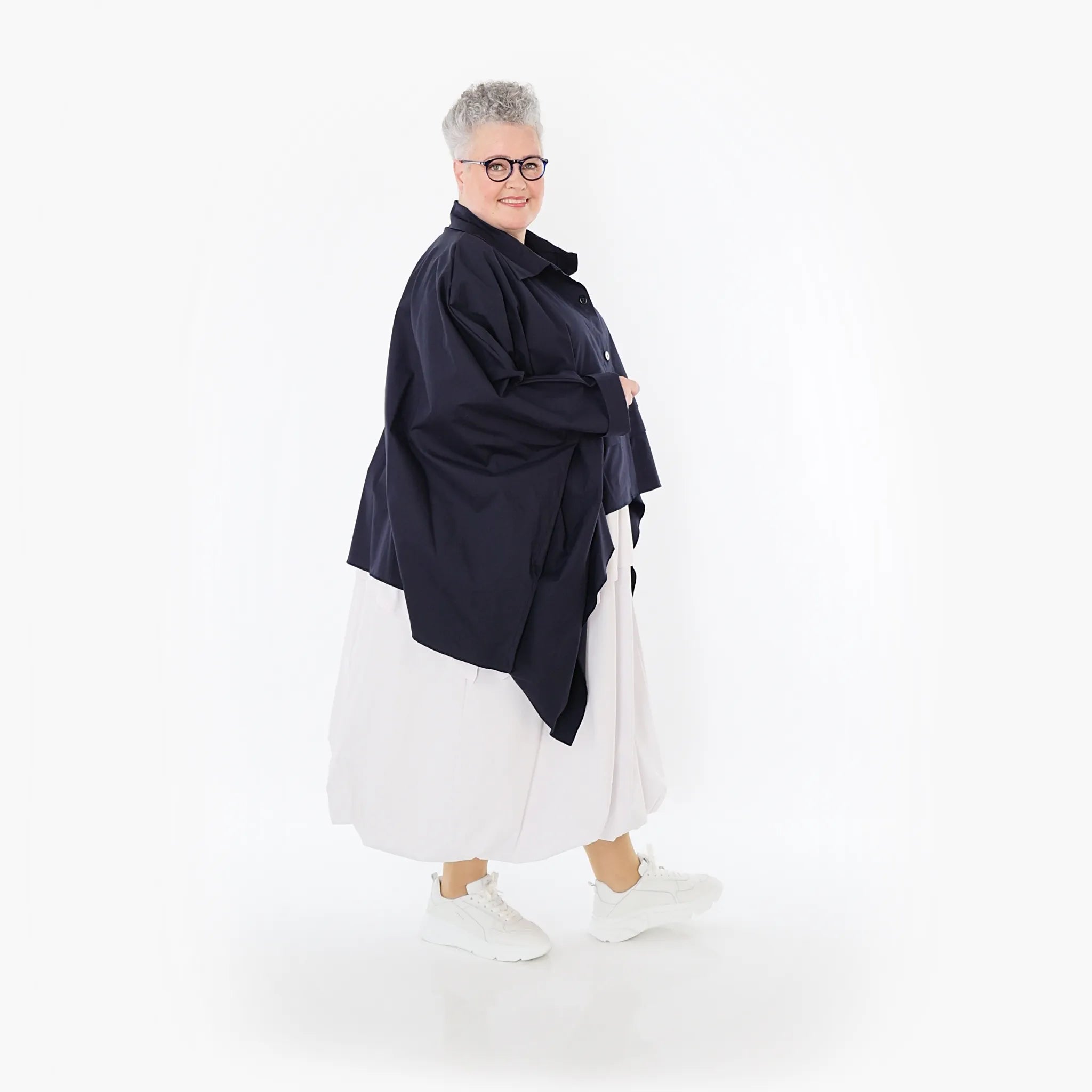  Zipfel Bluse von AKH Fashion aus Baumwolle, 1482.07080, Marine, Ausgefallen, Zeitlos