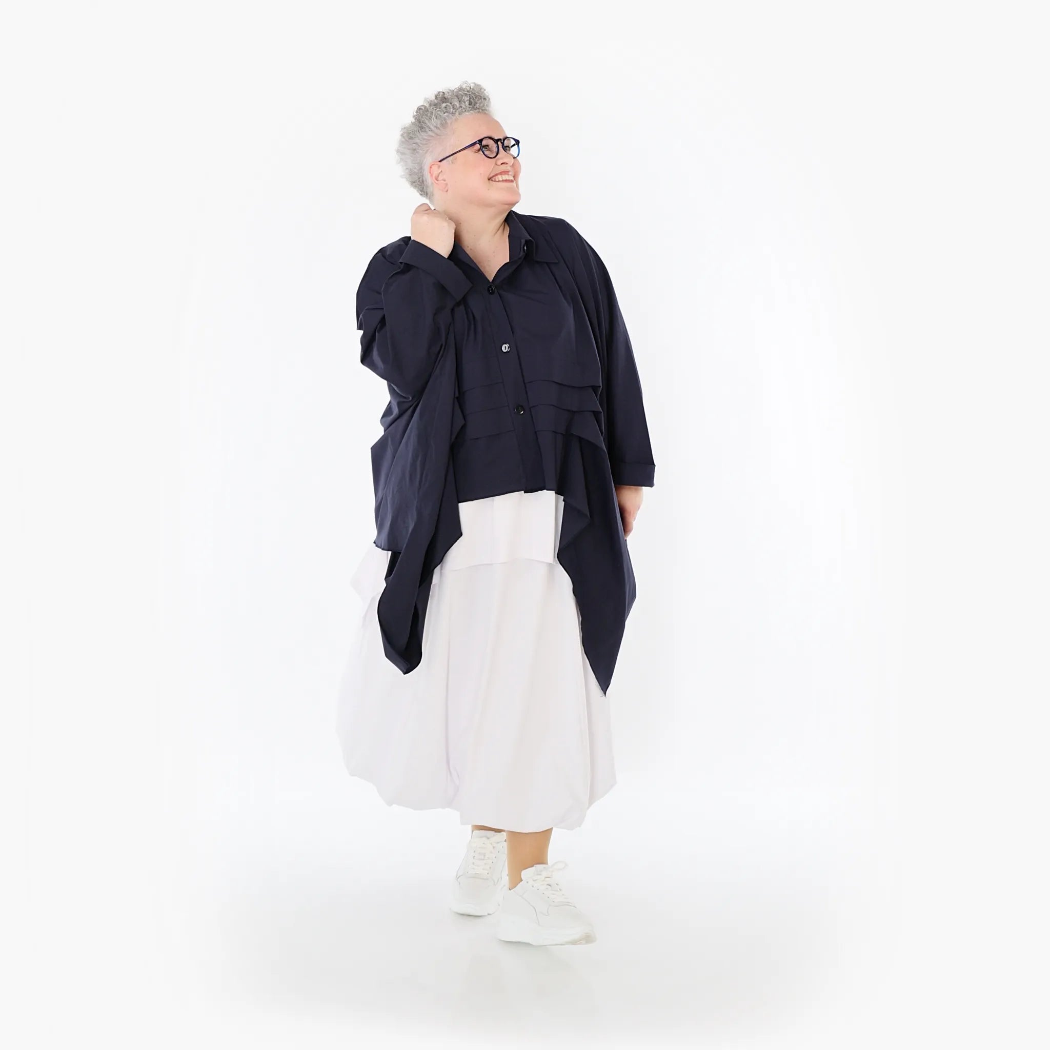  Zipfel Bluse von AKH Fashion aus Baumwolle, 1482.07080, Marine, Ausgefallen, Zeitlos