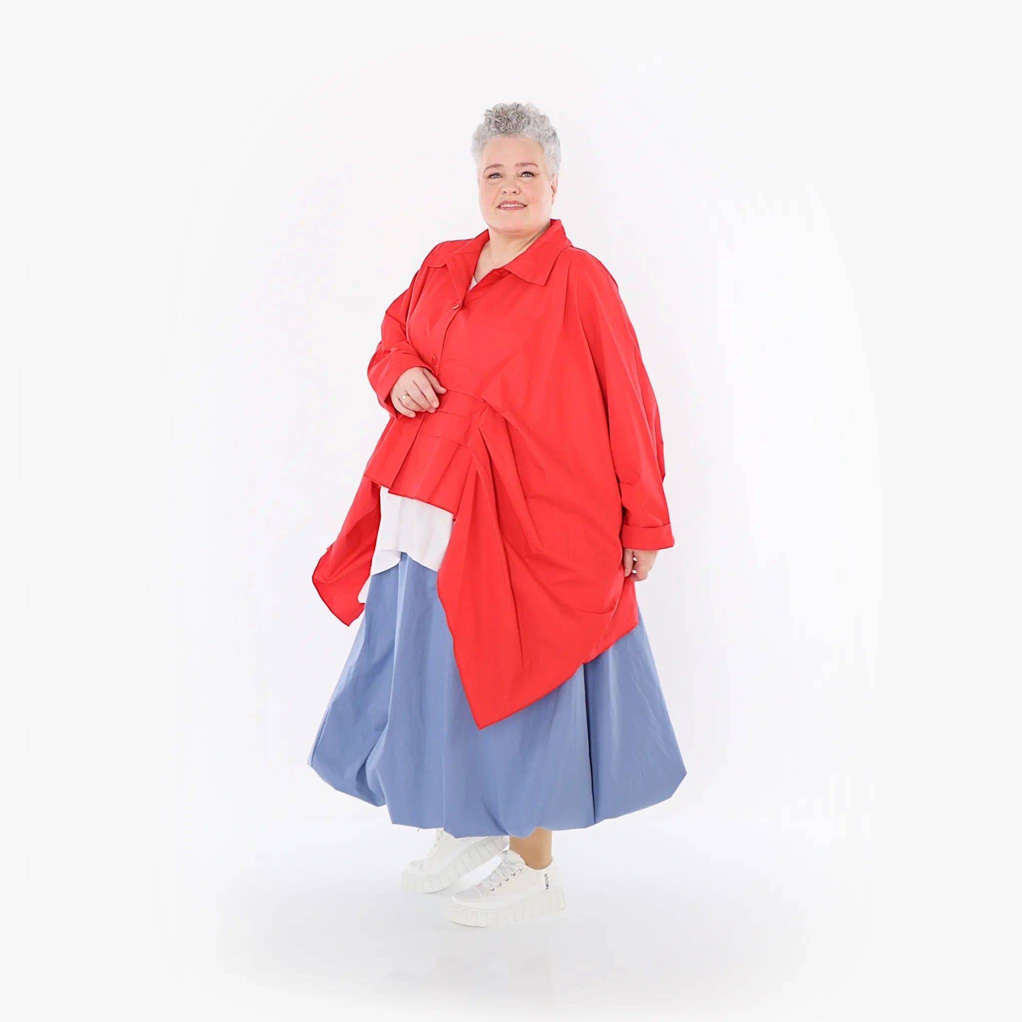  Zipfel Bluse von AKH Fashion aus Baumwolle, 1482.07080, Rot, Ausgefallen, Zeitlos, Schick