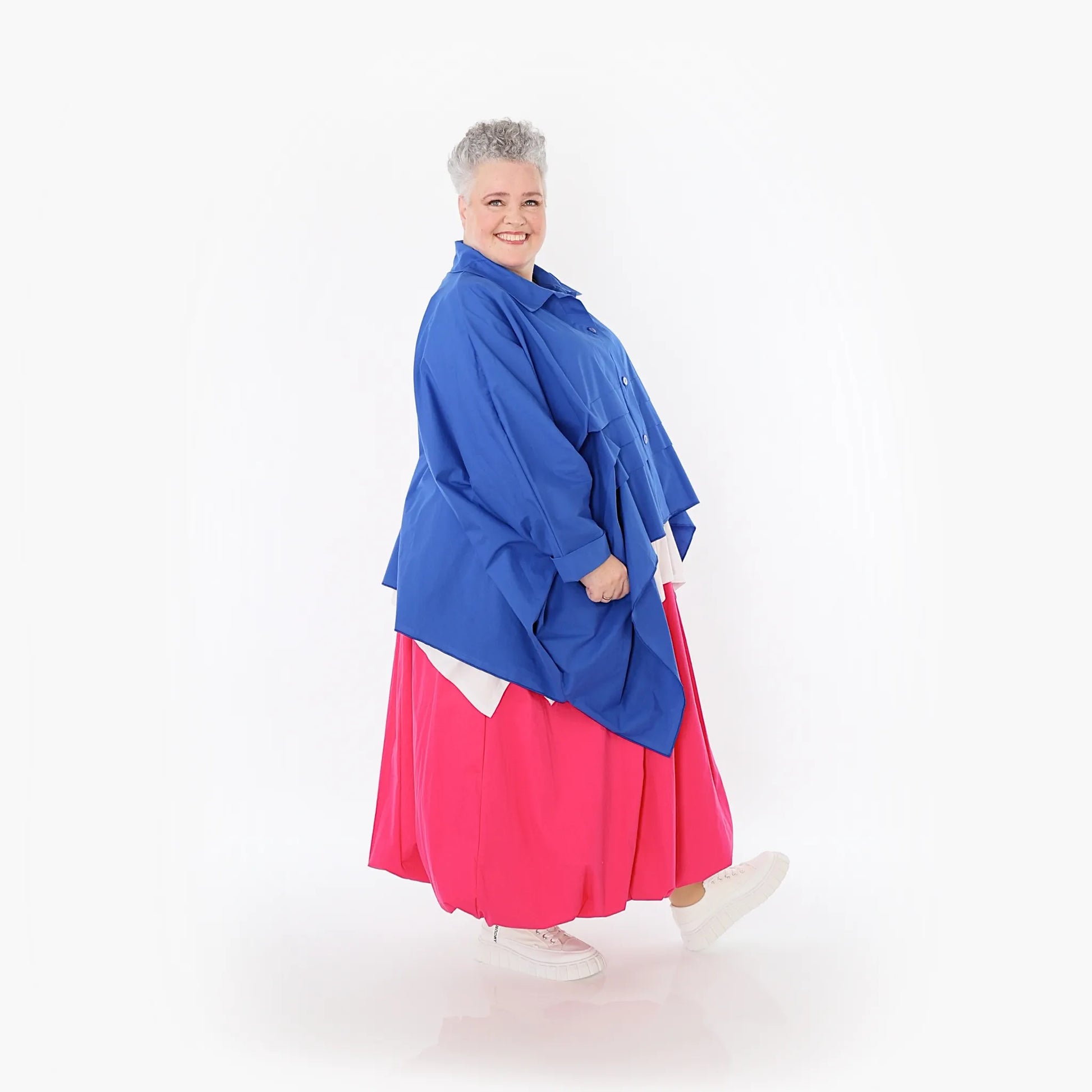  Zipfel Bluse von AKH Fashion aus Baumwolle, 1482.07080, Royalblau, Ausgefallen, Zeitlos