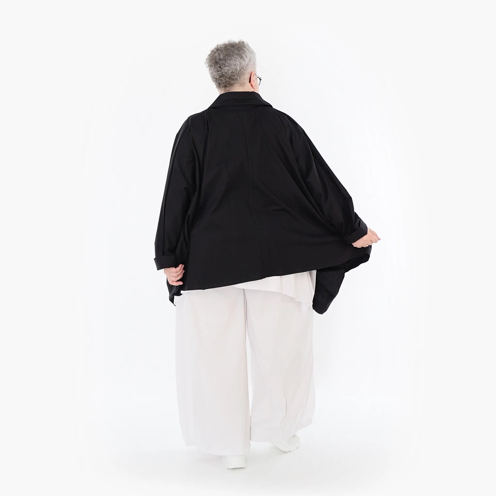  Zipfel Bluse von AKH Fashion aus Baumwolle, 1482.07080, Schwarz, Ausgefallen, Zeitlos