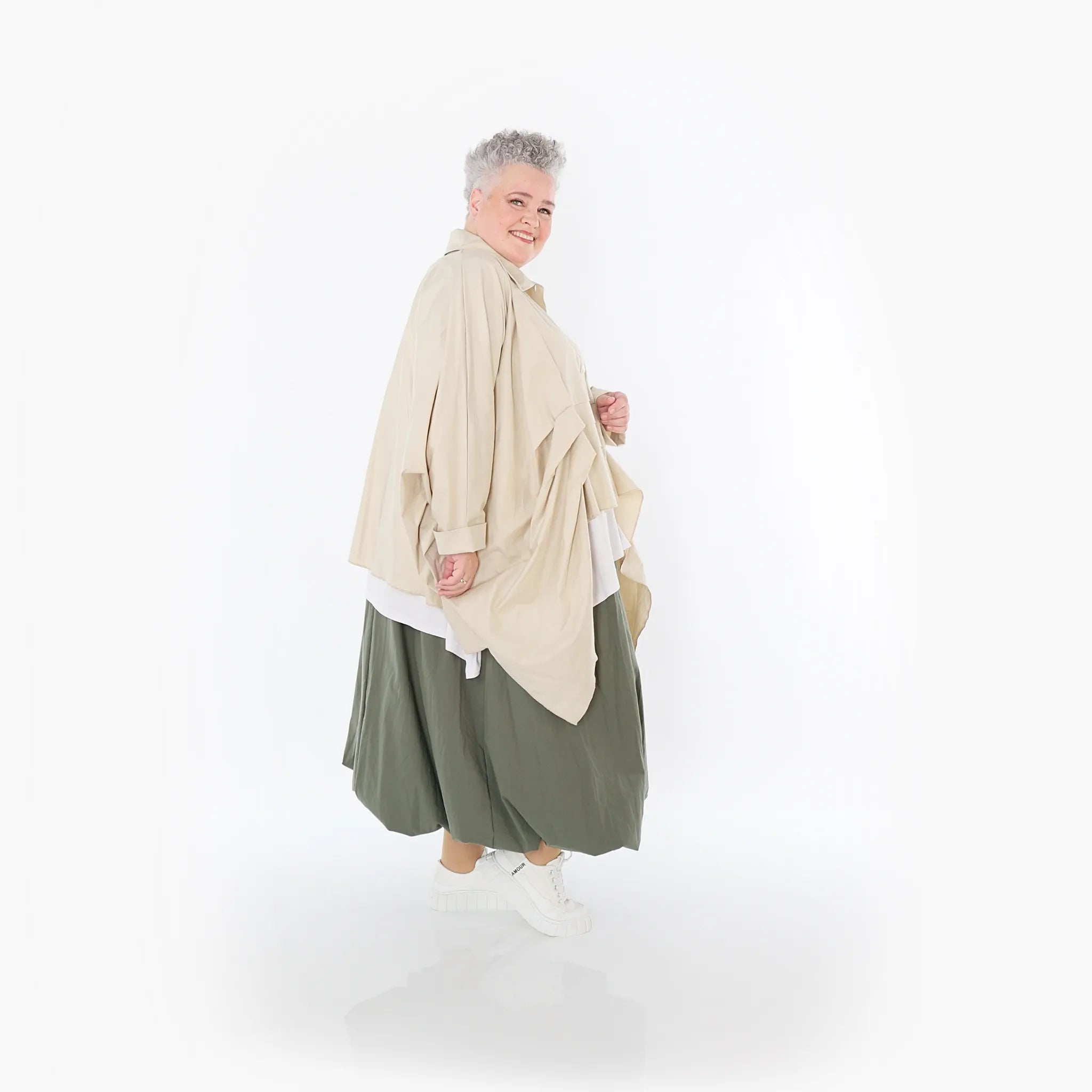 Ballonrock von AKH Fashion aus Baumwolle, 1482.07081, Khaki, Ausgefallen, Zeitlos, Schick