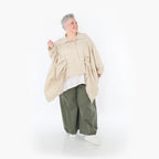 Damen Hose Lagenlook Baumwolle Khaki, Ballonschnitt, Flügeltaschen, Oversize große Größen – AKH Fashion