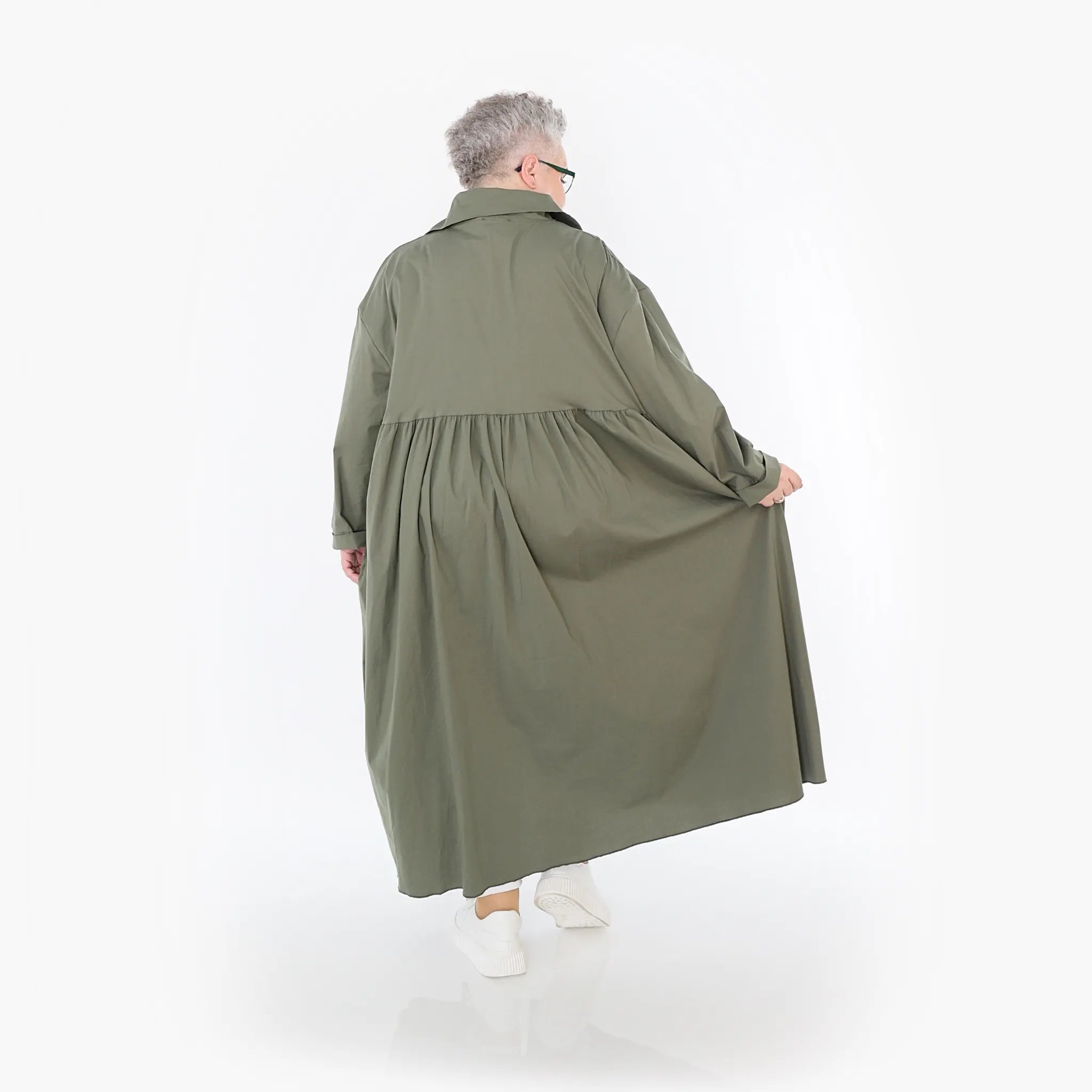  A-Form Mantel von AKH Fashion aus Baumwolle, 1482.07084, Khaki, Ausgefallen, Zeitlos