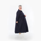  A-Form Mantel von AKH Fashion aus Baumwolle, 1482.07084, Marine, Ausgefallen, Zeitlos