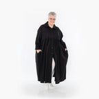  A-Form Mantel von AKH Fashion aus Baumwolle, 1482.07084, Schwarz, Ausgefallen, Zeitlos