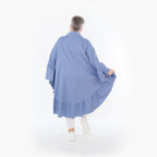  AKH Fashion Bluse in gerundeter Form, aus Baumwolle, 1482.07085, Azurblau, Ausgefallen