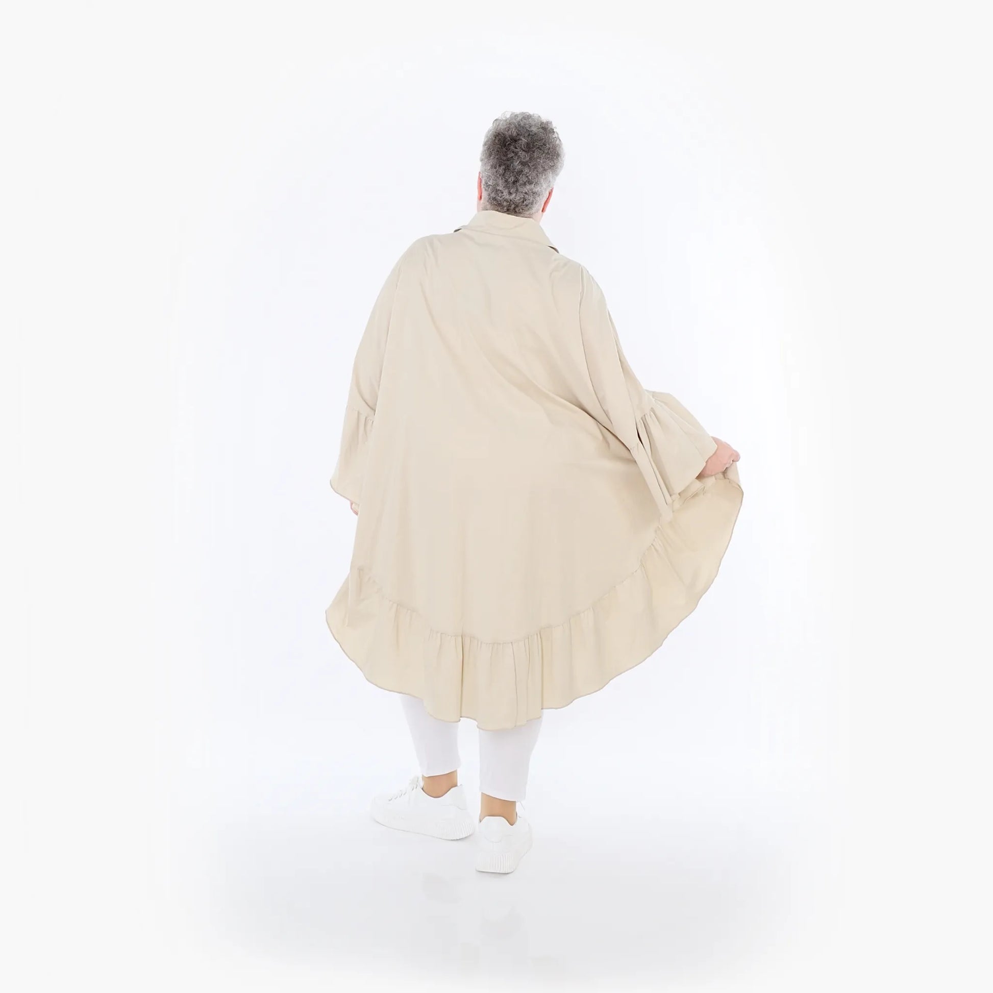  AKH Fashion Bluse in gerundeter Form, aus Baumwolle, 1482.07085, Beige, Ausgefallen