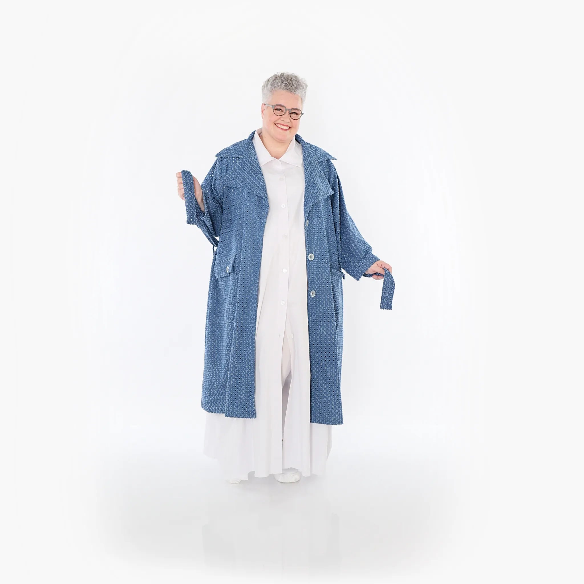  A-Form Mantel von AKH Fashion aus Baumwolle, 1483.07088, Jeansblau, Ausgefallen, Zeitlos