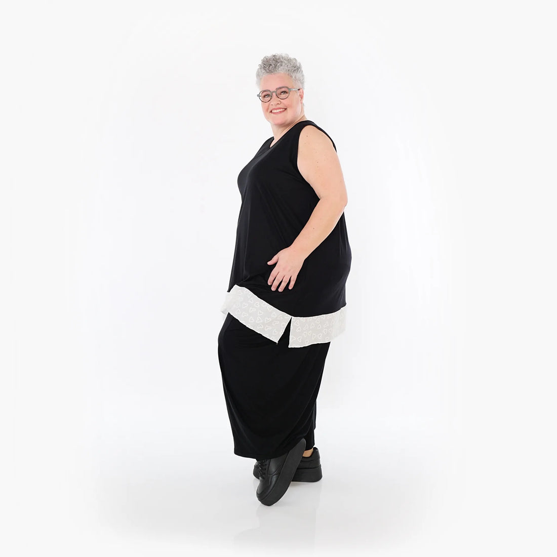  AKH Fashion Top in gerader Form, aus Viskose, 1484.06675, Schwarz/Weiß, Ausgefallen