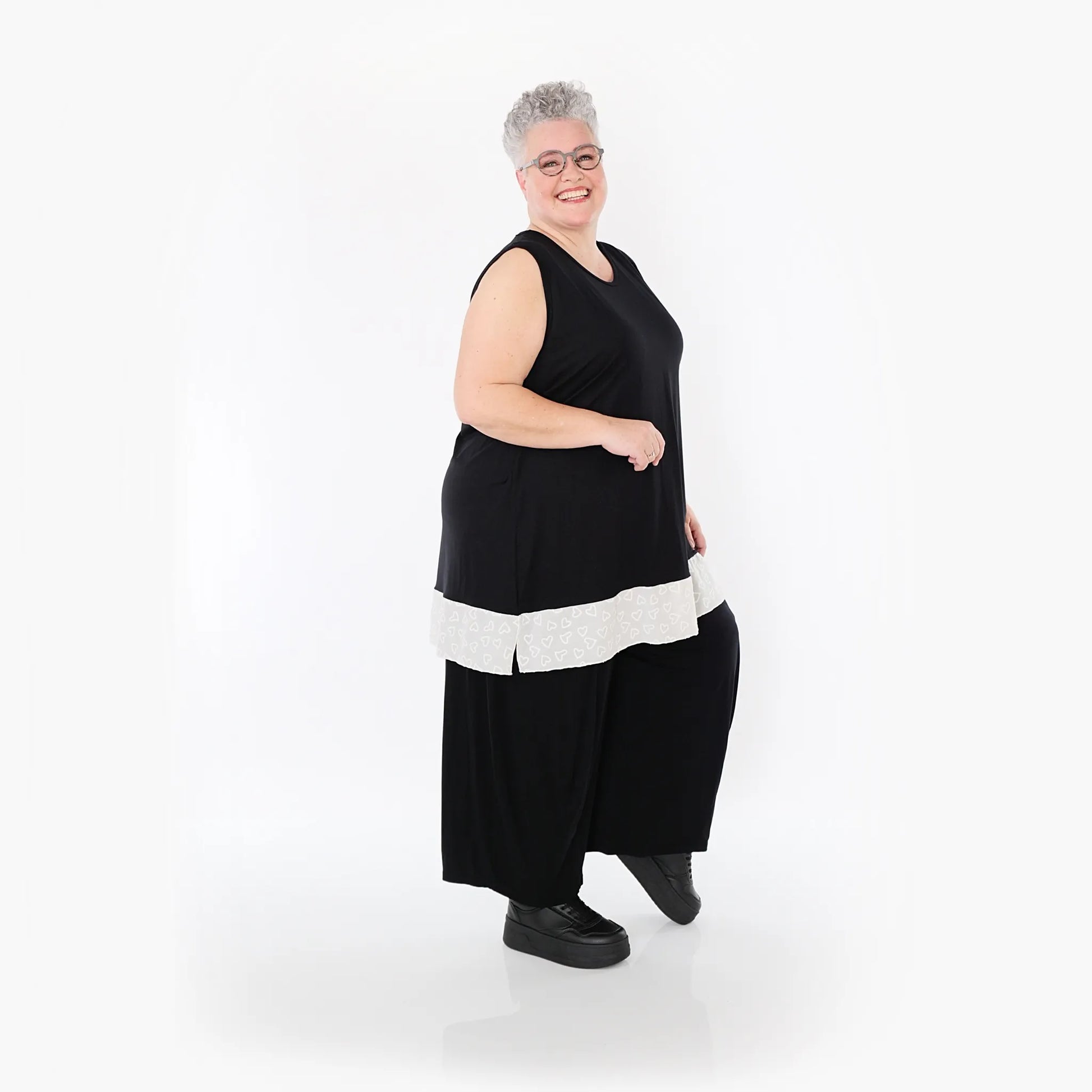  AKH Fashion Top in gerader Form, aus Viskose, 1484.06675, Schwarz/Weiß, Ausgefallen