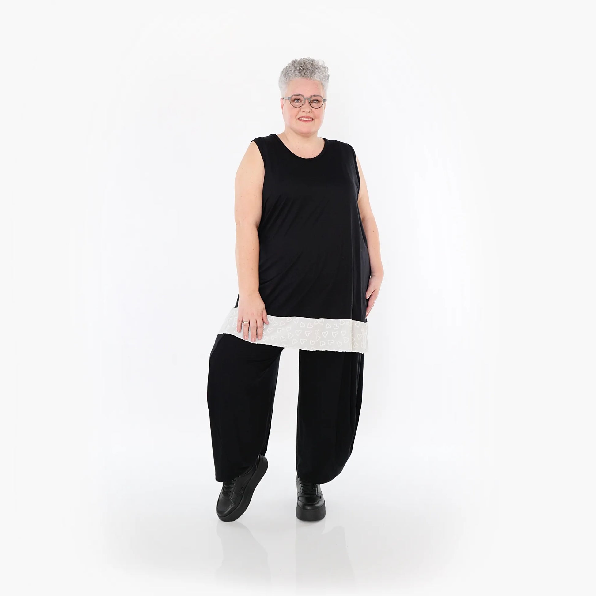  AKH Fashion Top in gerader Form, aus Viskose, 1484.06675, Schwarz/Weiß, Ausgefallen
