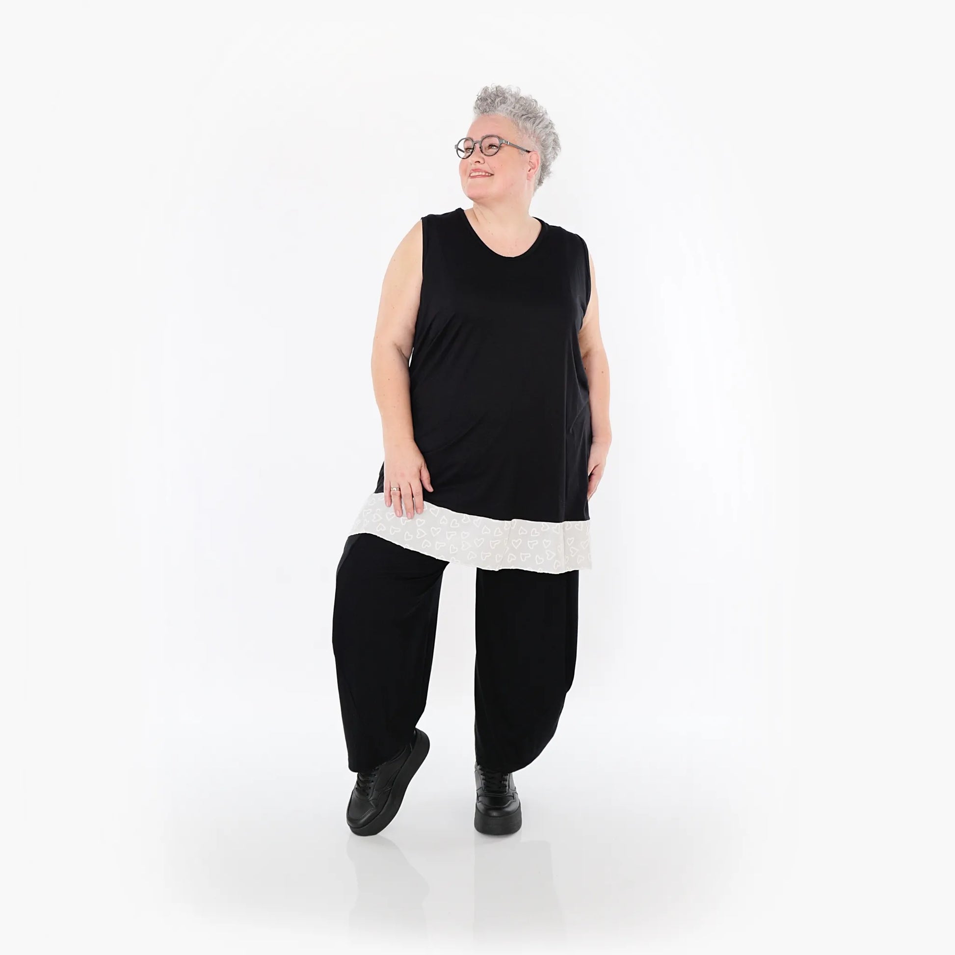 AKH Fashion Top in gerader Form, aus Viskose, 1484.06675, Schwarz/Weiß, Ausgefallen