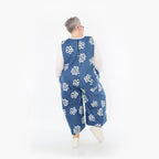  AKH Fashion Jumpsuit in gerader Form, aus Baumwolle, 1485.07079, Jeansblau/Weiß, Blumen