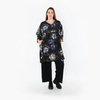  A-Form Bigshirt von AKH Fashion aus Viskose, 1491.07091, Schwarz/Blau/Multi, Blumen, Schick