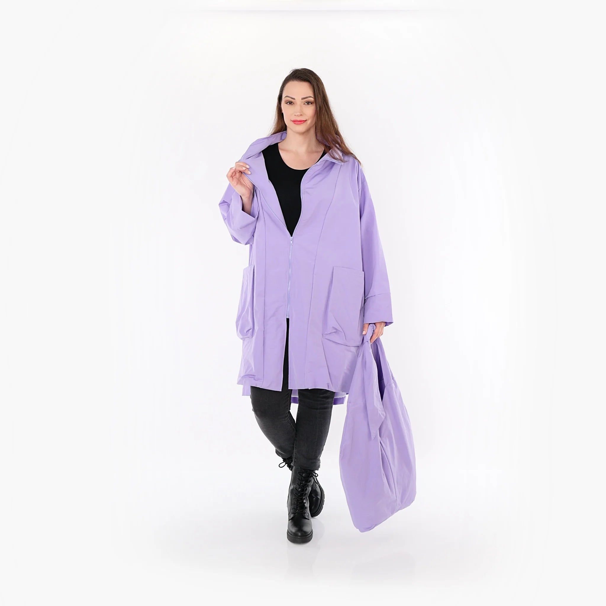  AKH Fashion Mantel in Vokuhila-Form, aus Baumwolle, 1493.02276, Flieder, Ausgefallen