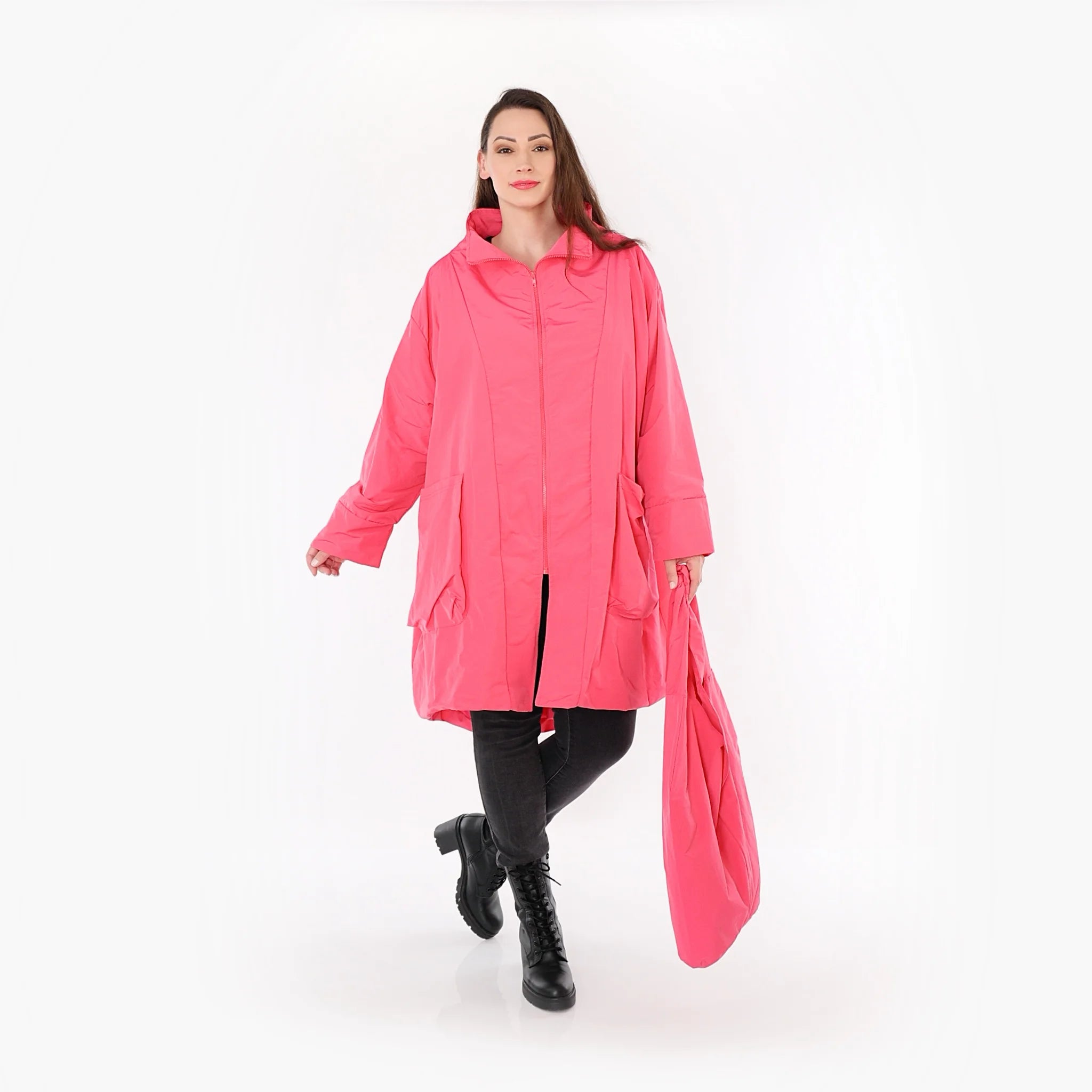  AKH Fashion Mantel in Vokuhila-Form, aus Baumwolle, 1493.02276, Pink, Ausgefallen, Zeitlos