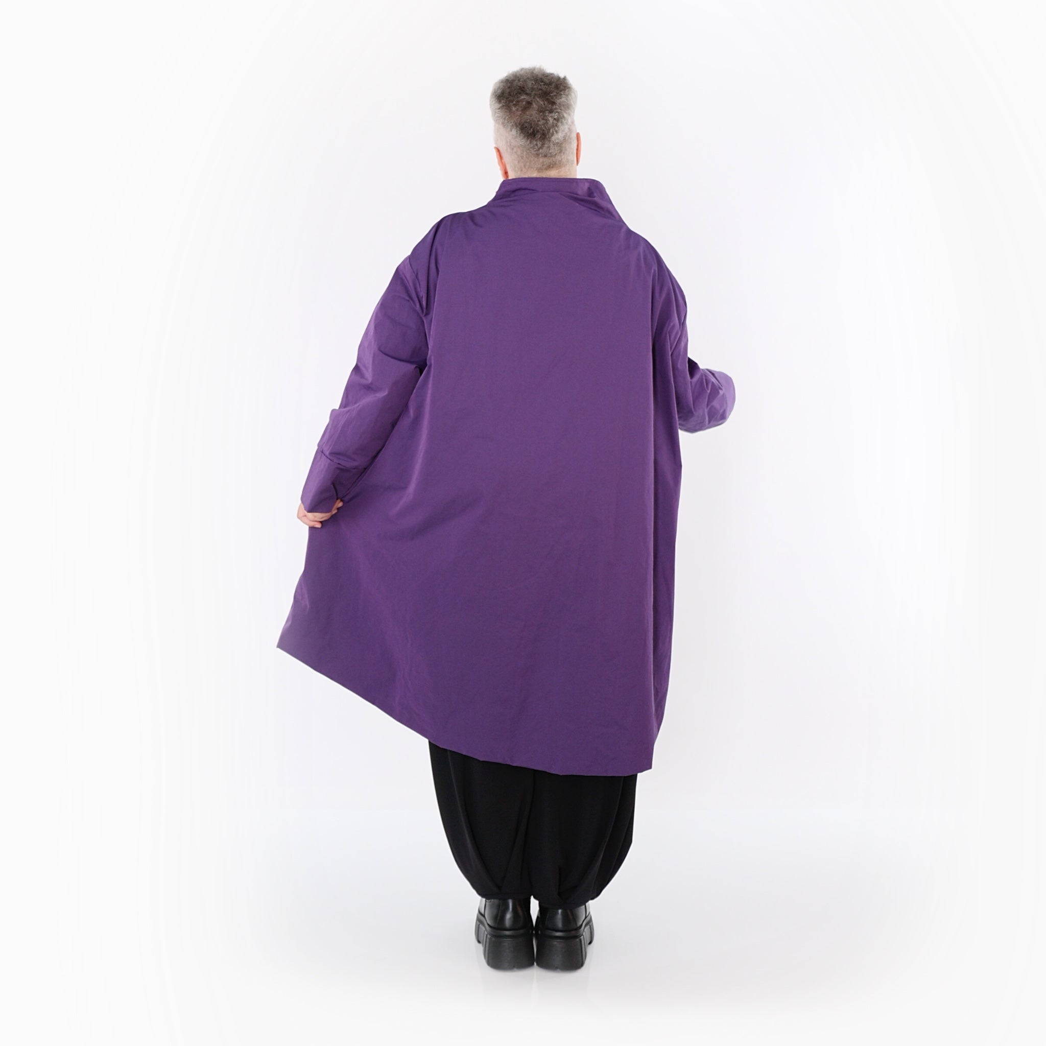  AKH Fashion Mantel in Vokuhila-Form, aus Baumwolle, 1493.02276, Violett, Ausgefallen