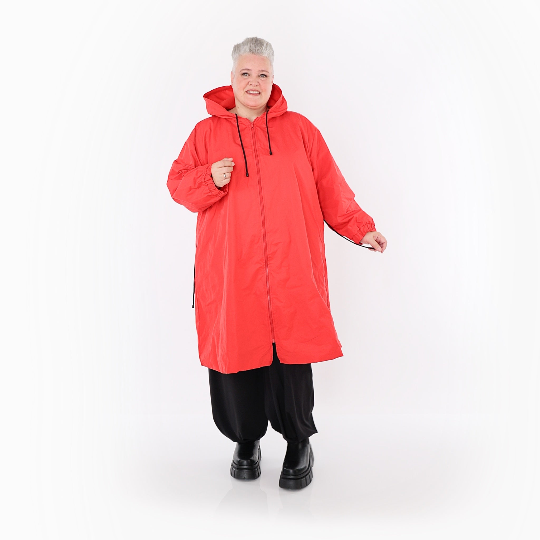  AKH Fashion Mantel in gerader Form, aus Baumwolle, 1493.07102, Rot, Ausgefallen, Zeitlos