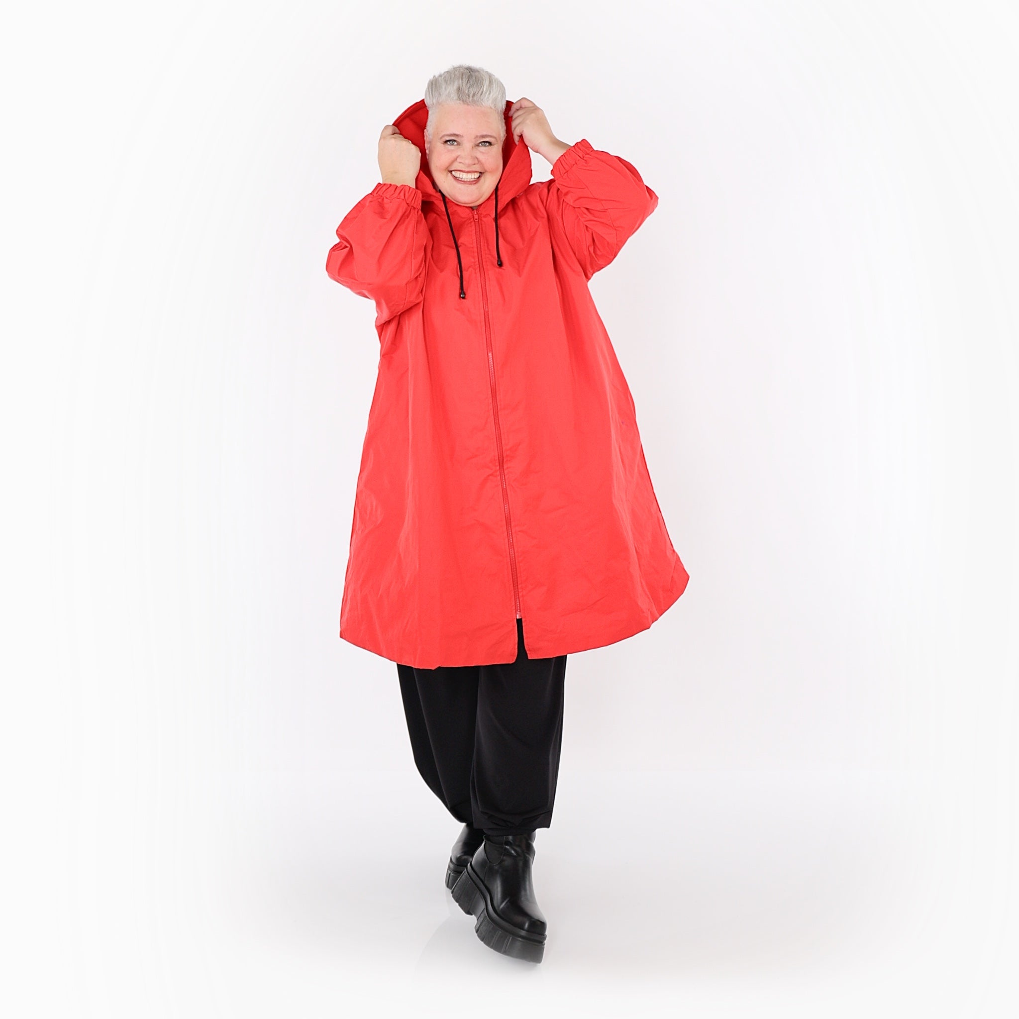  AKH Fashion Mantel in gerader Form, aus Baumwolle, 1493.07102, Rot, Ausgefallen, Zeitlos