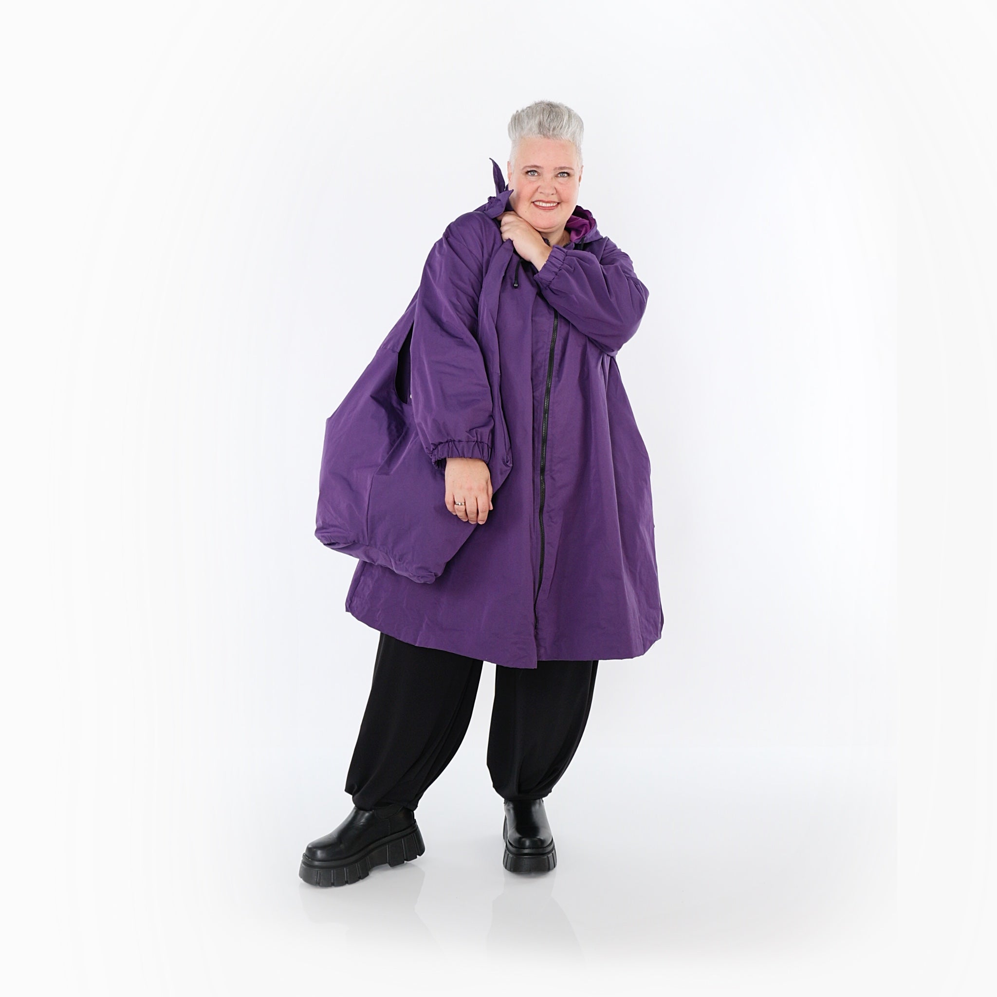  AKH Fashion Mantel in gerader Form, aus Baumwolle, 1493.07102, Violett, Ausgefallen