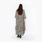  Ballonkleid von AKH Fashion aus Materialmix, 1496.01926, Beige/Schwarz/Cognac, Leopard