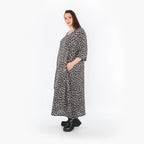  Ballonkleid von AKH Fashion aus Materialmix, 1496.01926, Grau/Schwarz/Blau, Leopard
