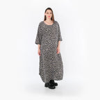  Ballonkleid von AKH Fashion aus Materialmix, 1496.01926, Grau/Schwarz/Blau, Leopard