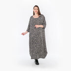  Ballonkleid von AKH Fashion aus Materialmix, 1496.01926, Grau/Schwarz/Blau, Leopard