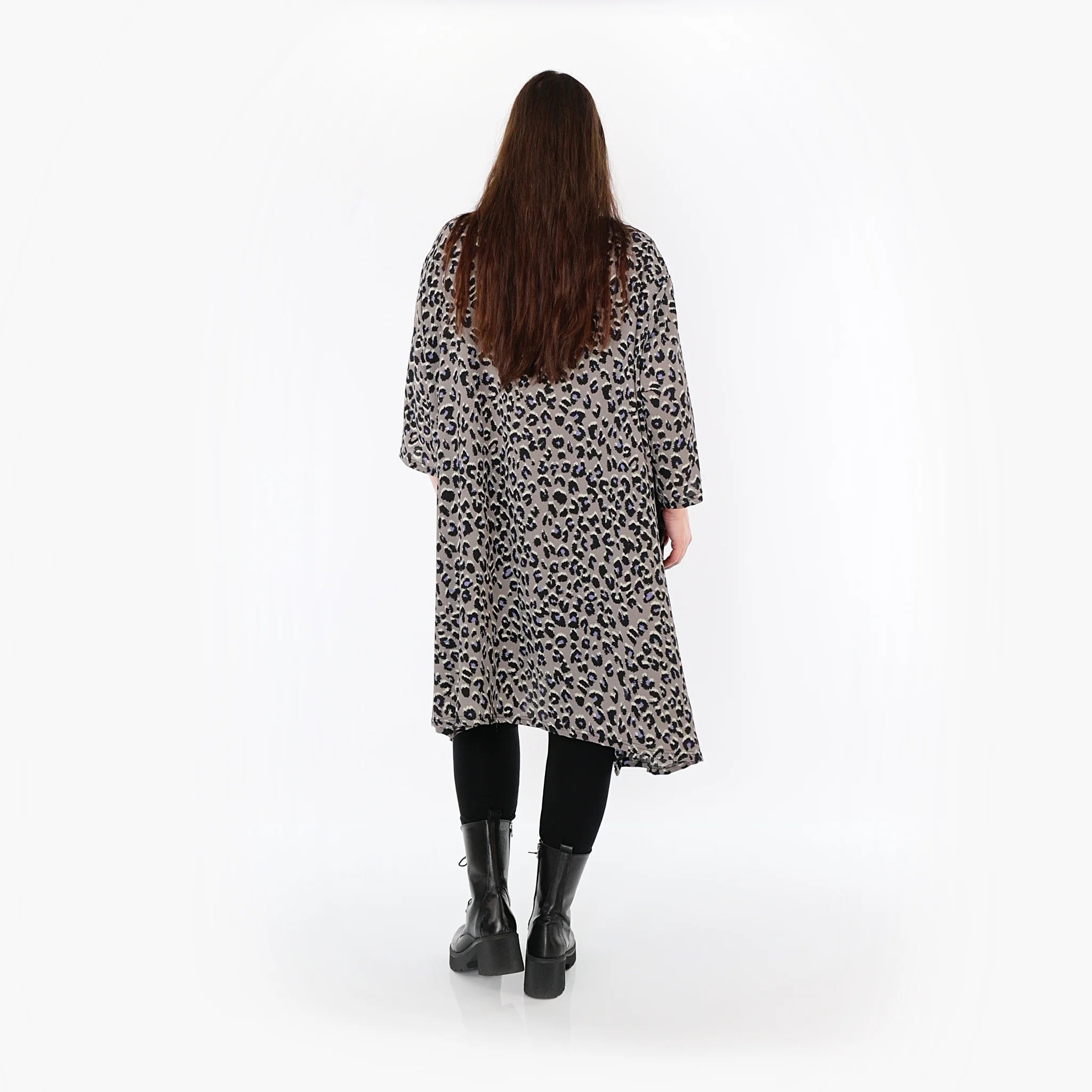 A-Form Bigshirt von AKH Fashion aus Materialmix, 1496.02666, Grau/Schwarz/Blau, Leopard